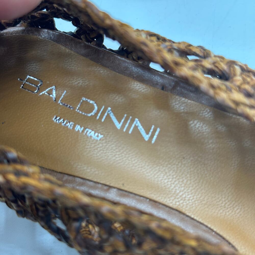BALDININI Open Woven Leather Basketweave Flats Cognac Brown Sz 35 NWOB $450 - Picture 6 of 7